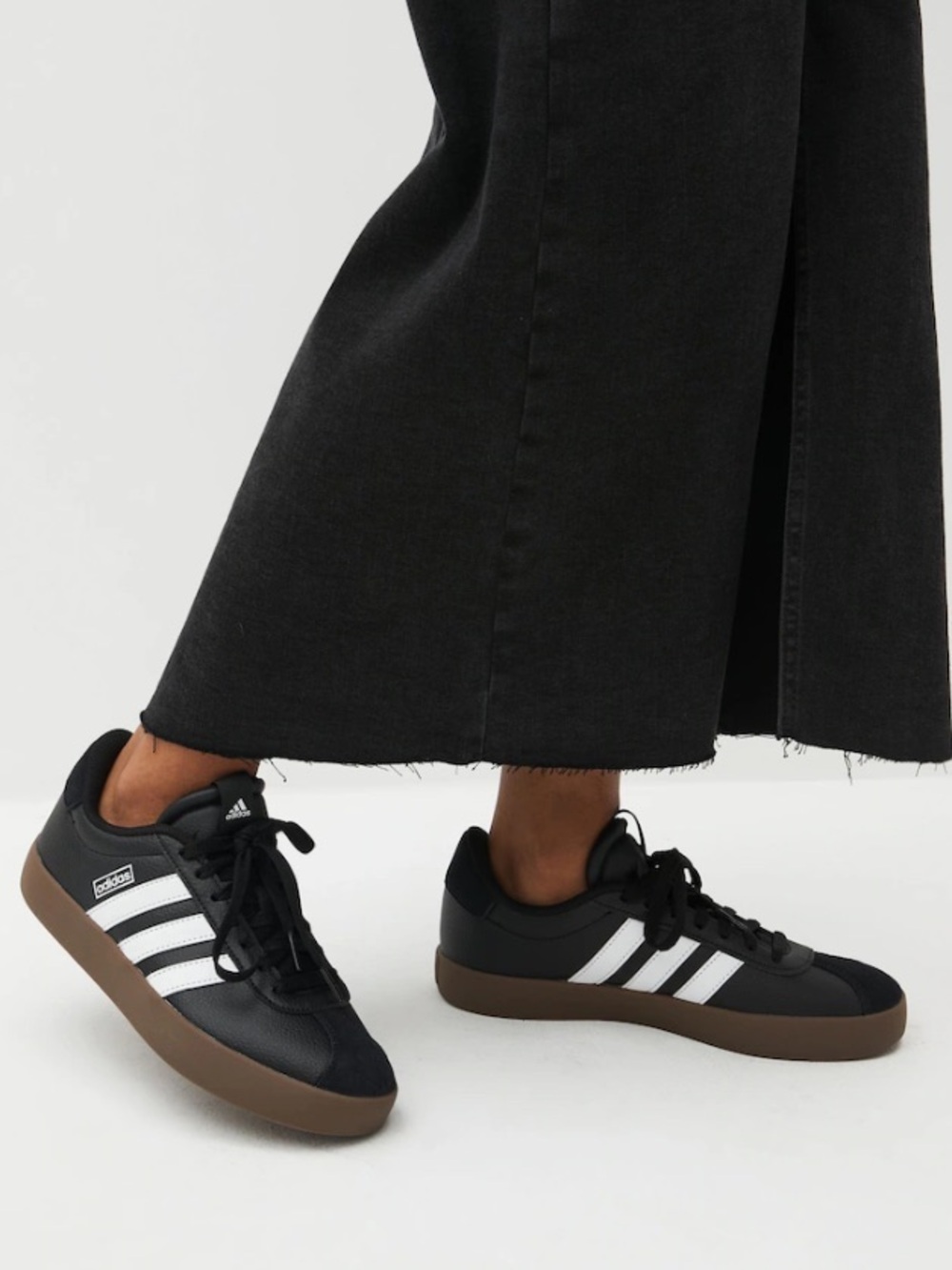 NWOT adidas Black & White Platform Sneakers with Brown Gum Sole